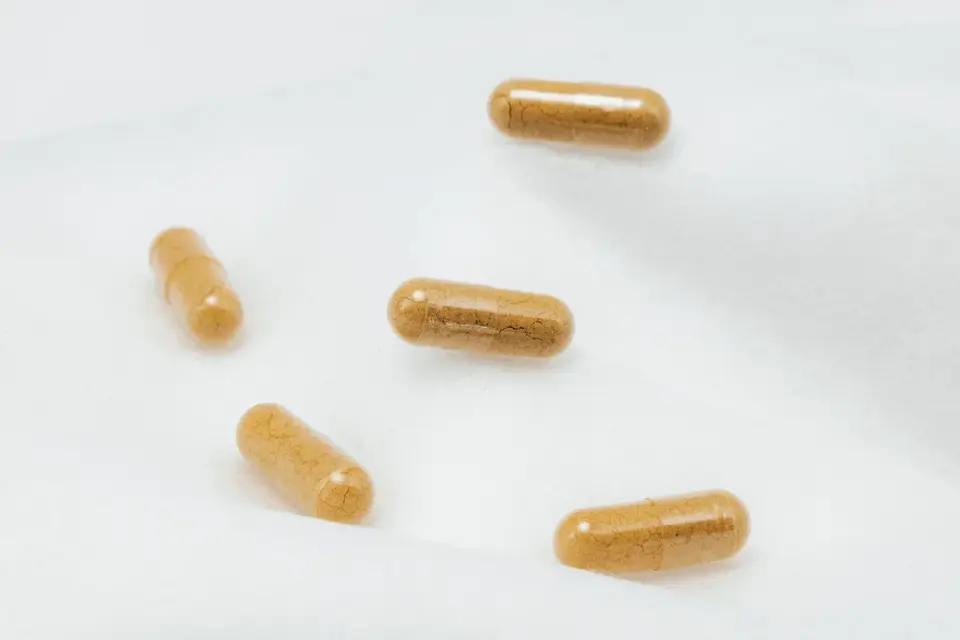 Close-up of a dog supplement bottle's ingredient panel listing milligram doses