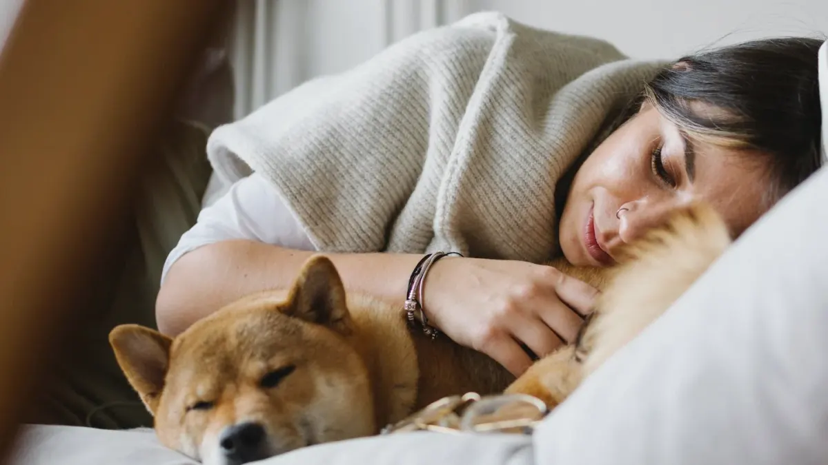 Dog owner at home